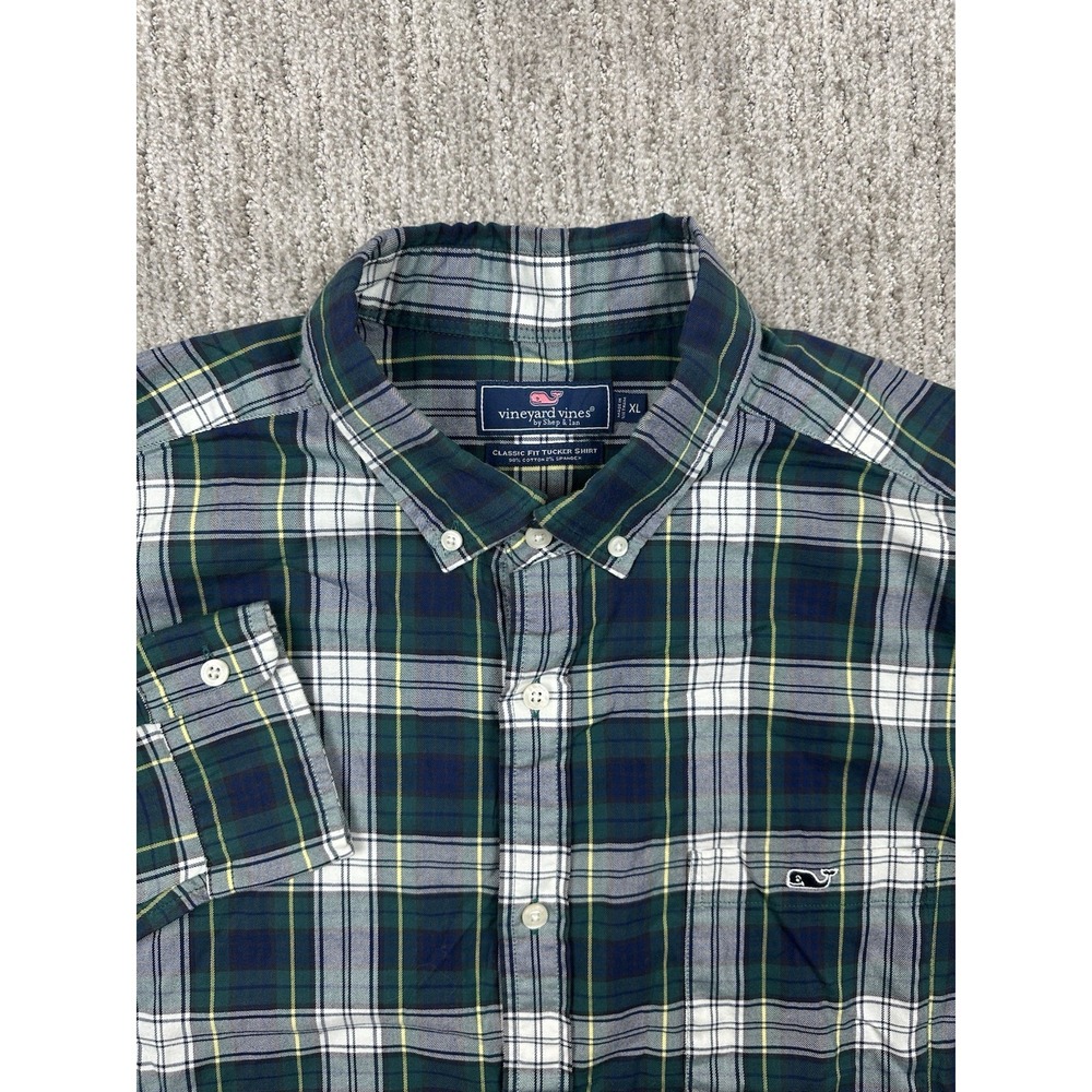 Vineyard Vines Tucket Shirt Men's Long Sleeve Classic Fit Green Plaid Size XL